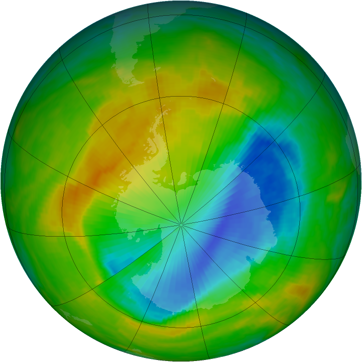 Antarctic ozone map for 17 November 1989
